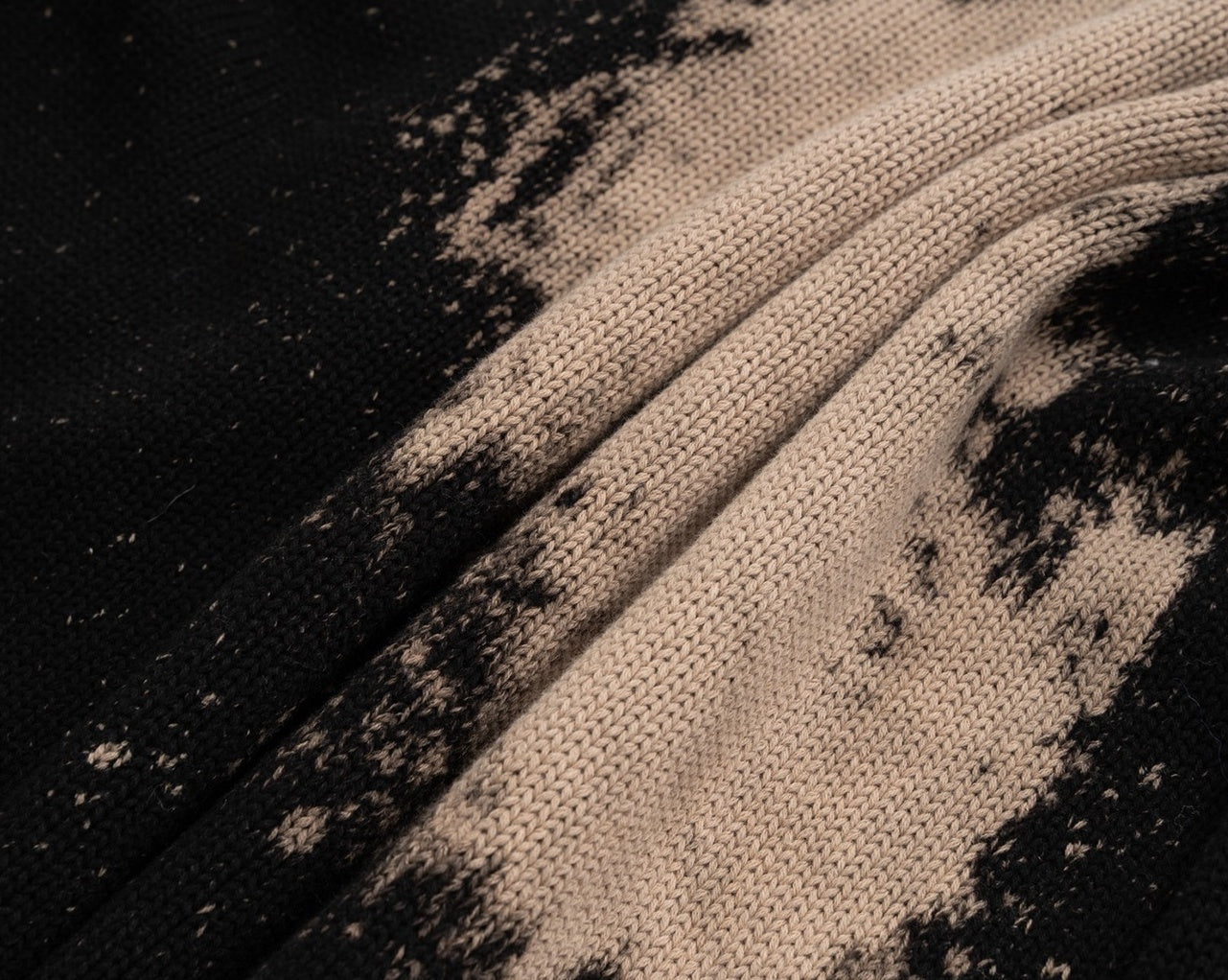 Black Bleached Tie-Dye Sweater with Pin Accents