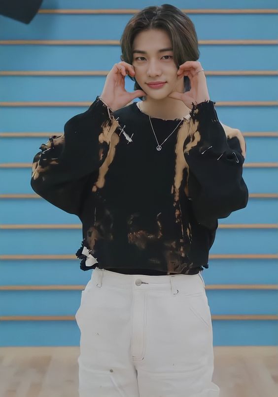 Black Bleached Tie-Dye Sweater with Pin Accents