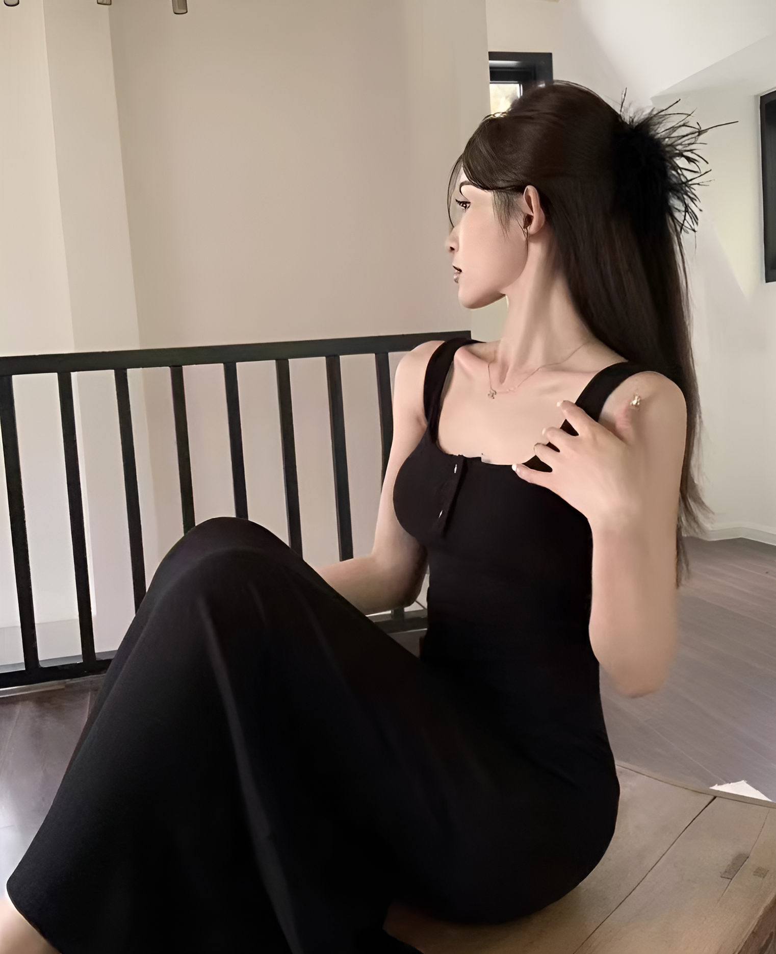 Black Bodycon Buttoned Dress