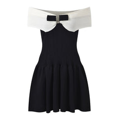 Red Off-Shoulder Bow Dress