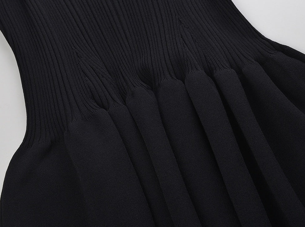 Black Bow Off-Shoulder Knitted Dress