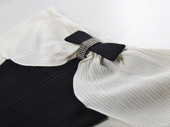 Black Bow Off-Shoulder Knitted Dress