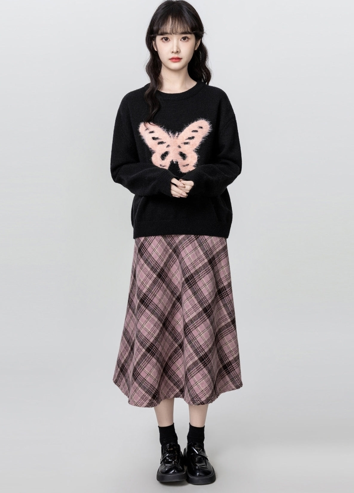 Black Butterfly Crewneck Relaxed Pullover Sweater