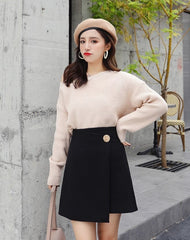 Black Buttoned Wrap Skirt