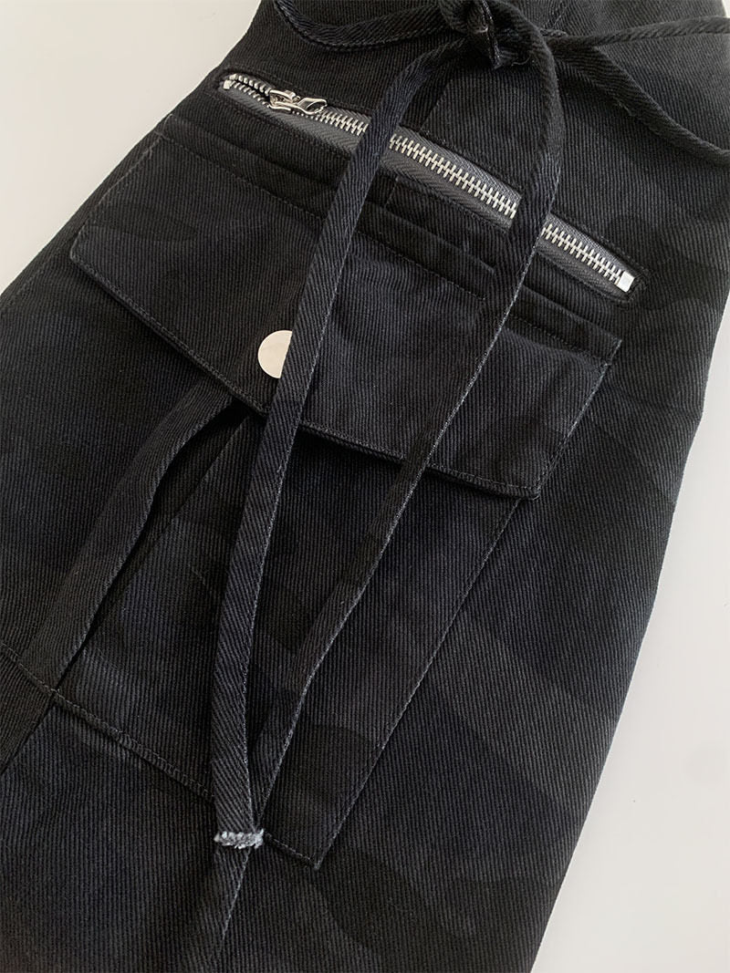 Black Camo Flare Cargo Pants