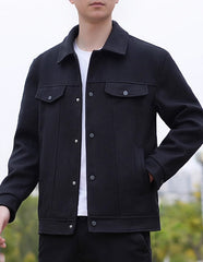 Black Casual Button Down Collared Jacket
