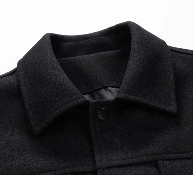 Black Casual Button Down Collared Jacket