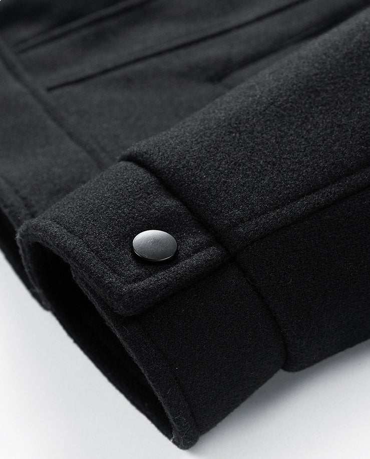 Black Casual Button Down Collared Jacket