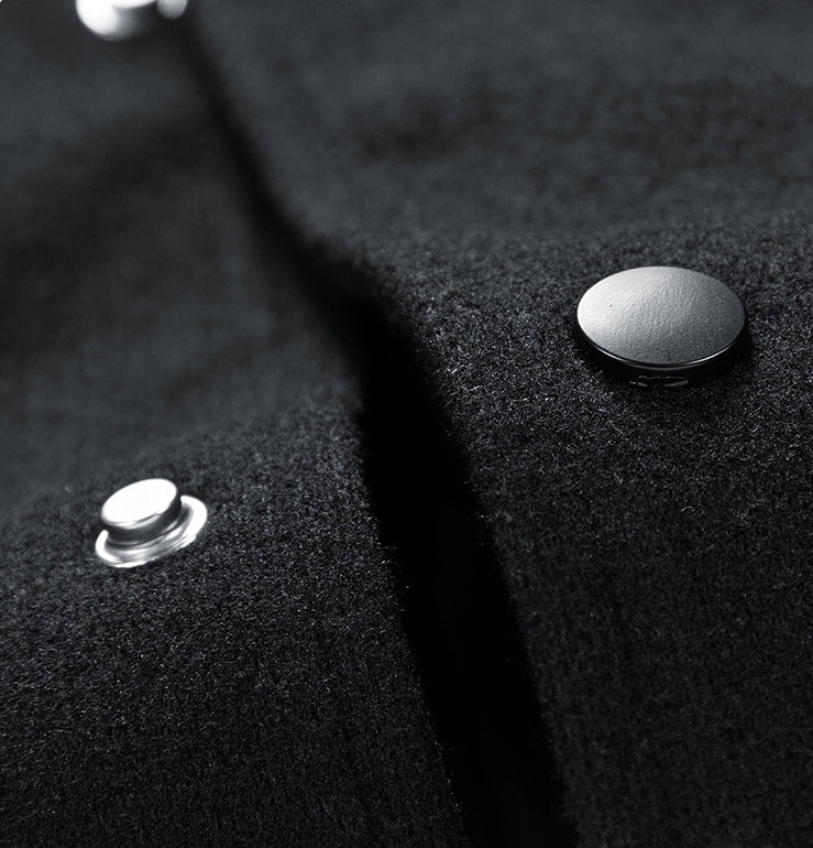 Black Casual Button Down Collared Jacket