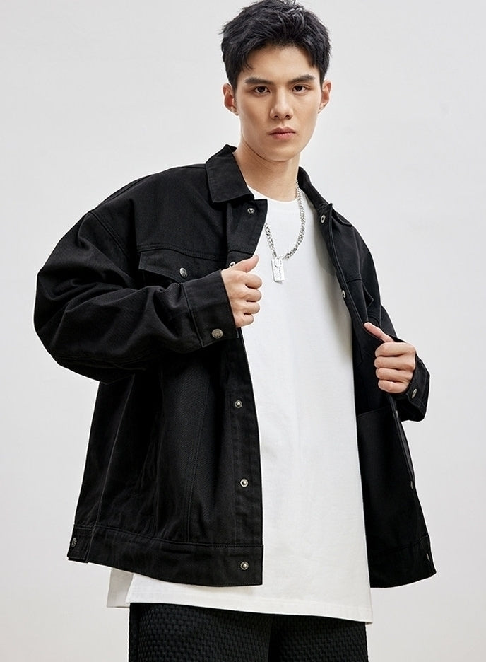 Black Casual Buttoned Jacket