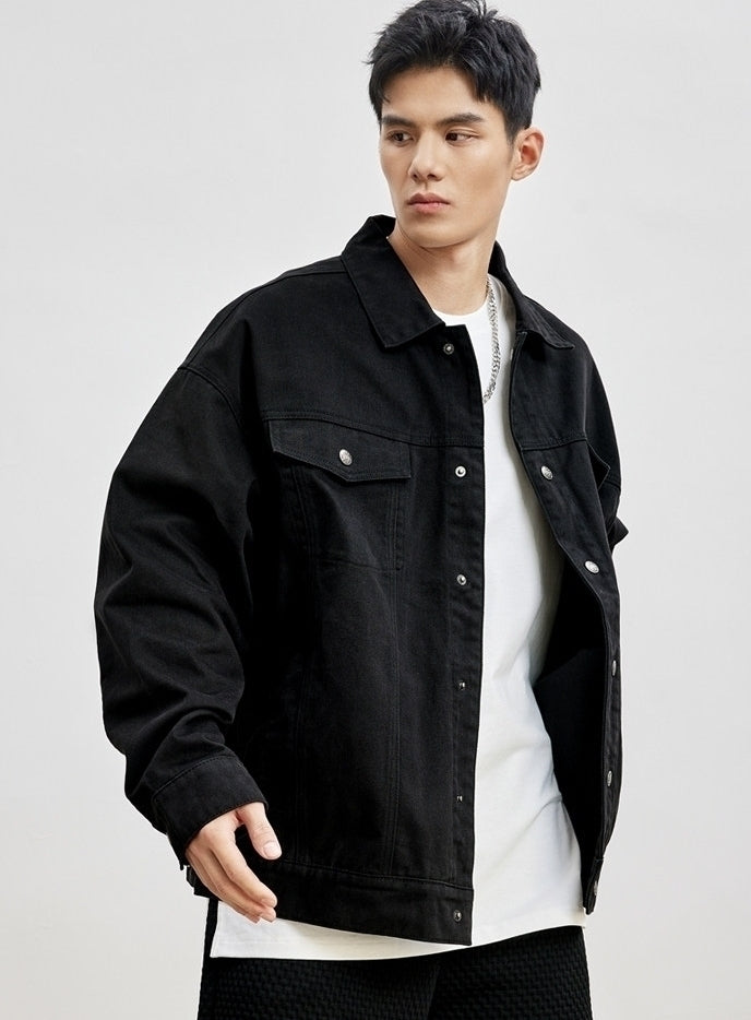 Black Casual Buttoned Jacket