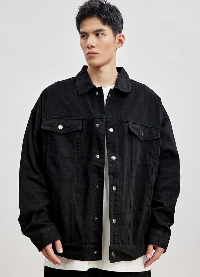 Black Casual Buttoned Jacket