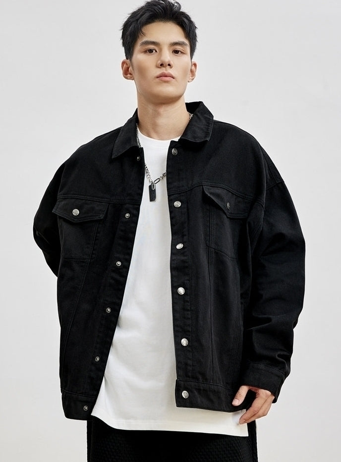 Black Casual Buttoned Jacket