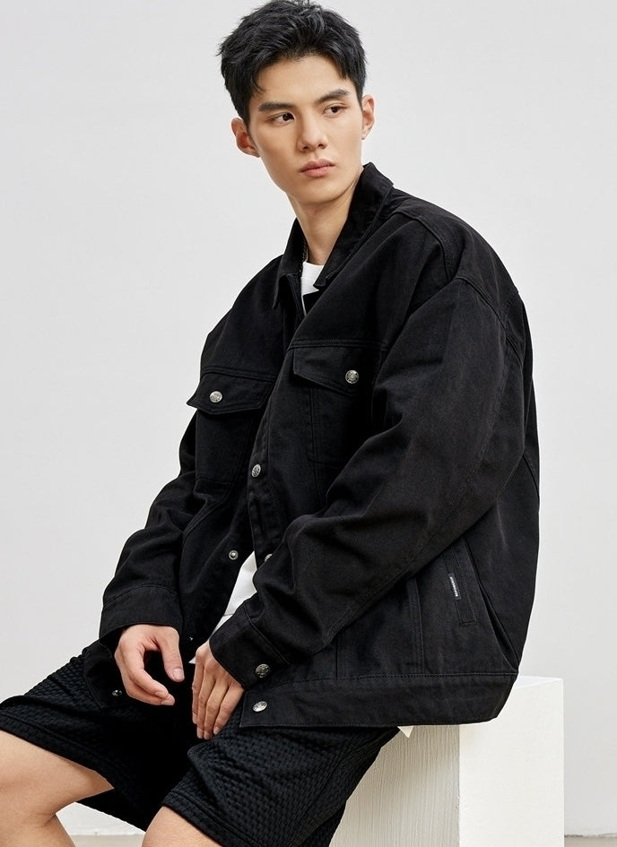 Black Casual Buttoned Jacket