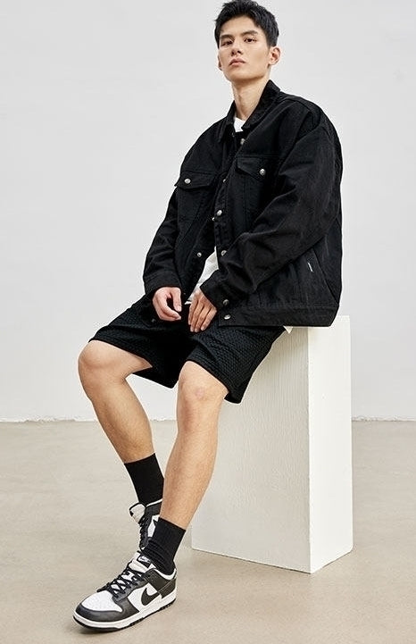 Black Casual Buttoned Jacket