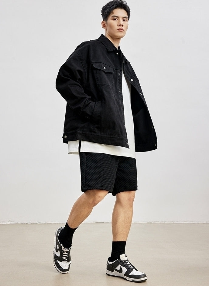 Black Casual Buttoned Jacket