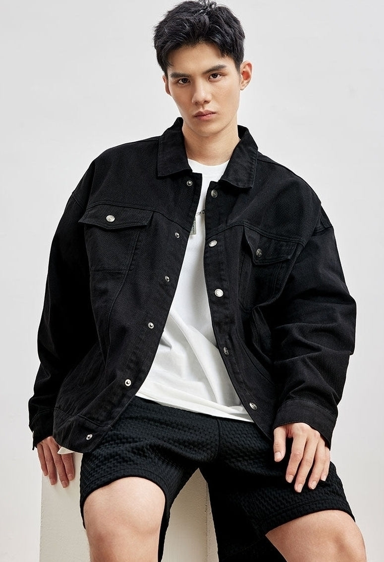 Black Casual Buttoned Jacket
