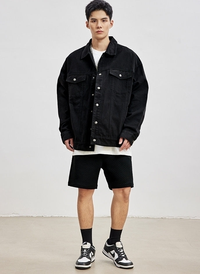 Black Casual Buttoned Jacket