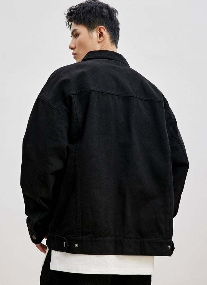 Black Casual Buttoned Jacket