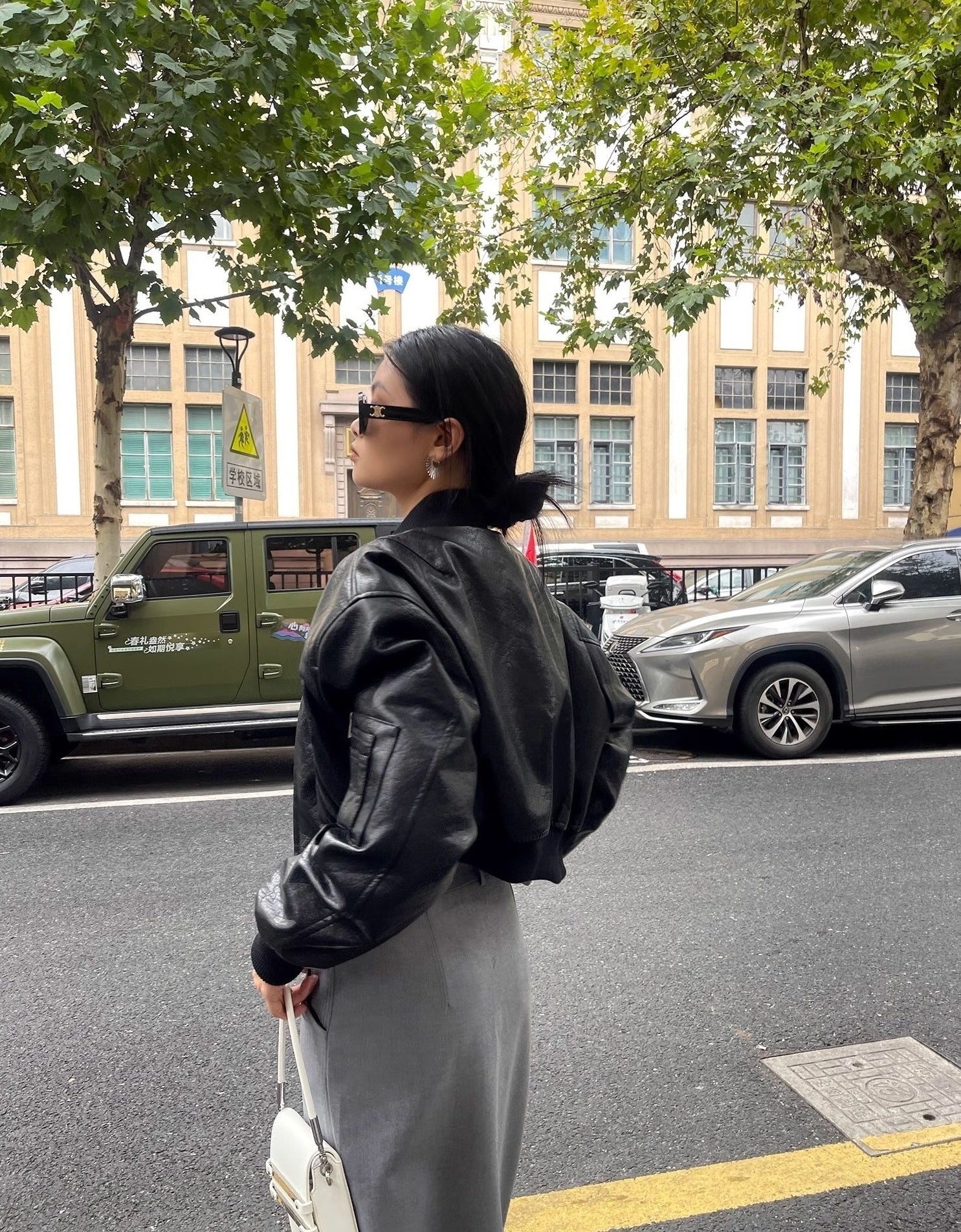 Black Chunky Faux Leather Short Biker Jacket