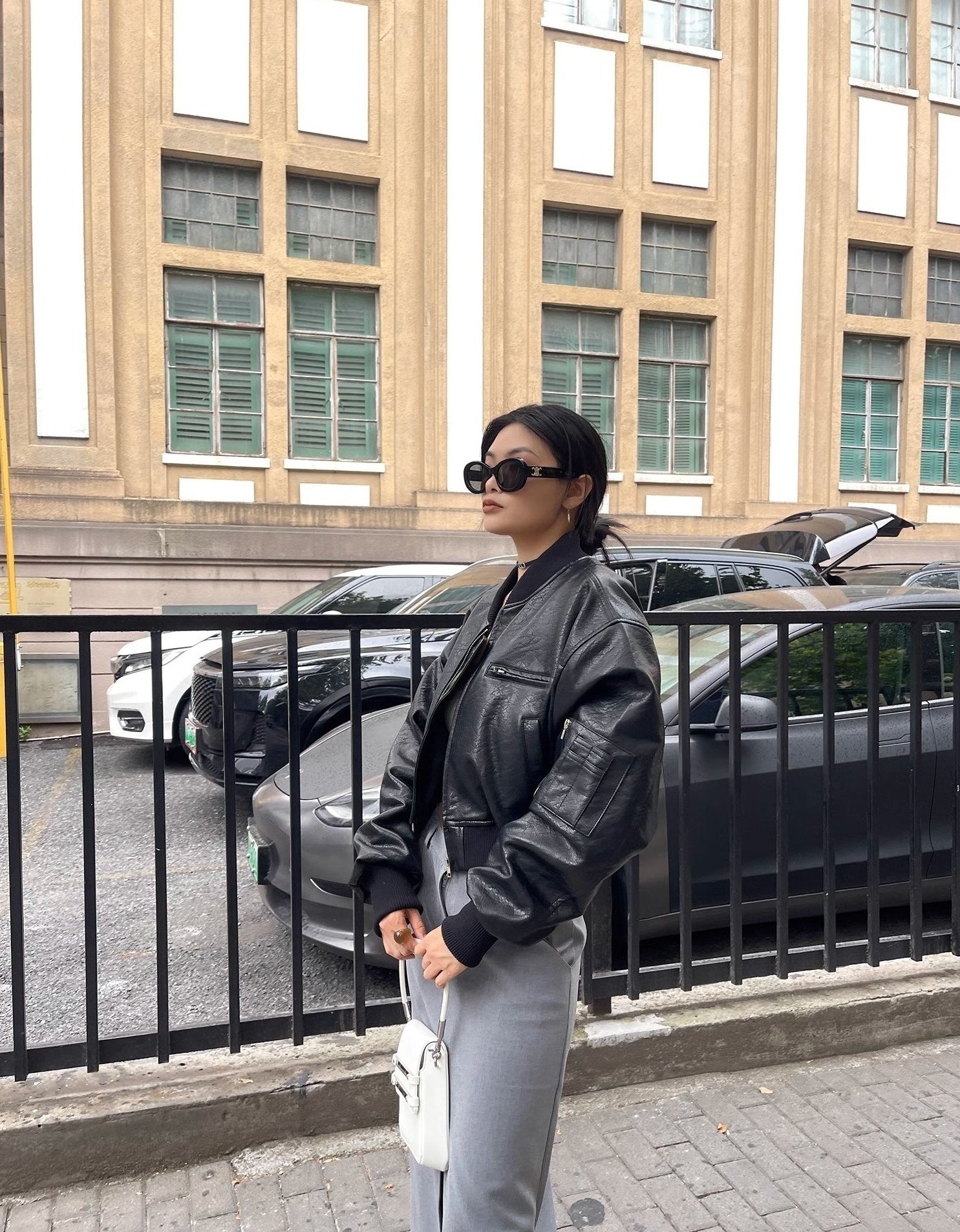 Black Chunky Faux Leather Short Biker Jacket