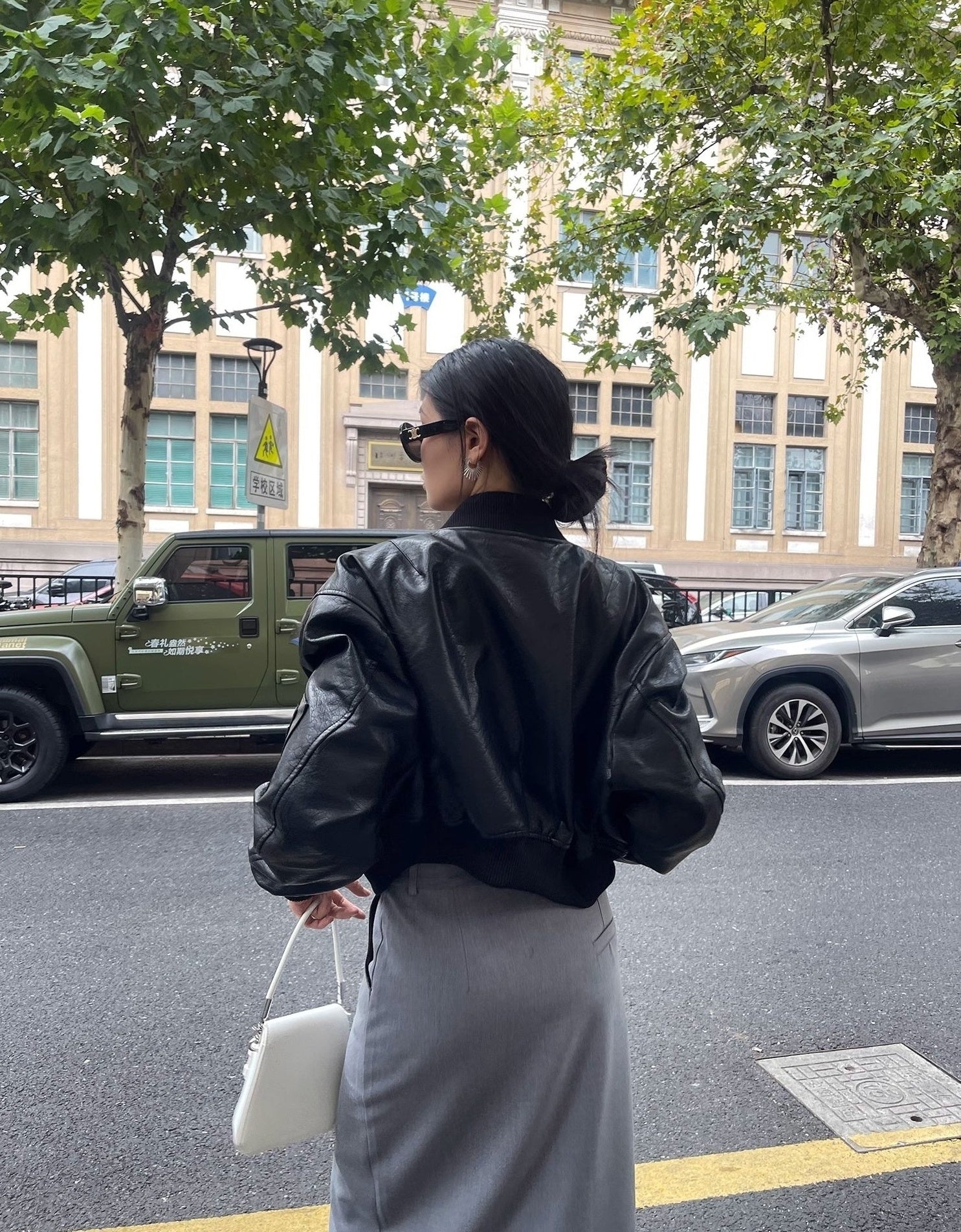 Black Chunky Faux Leather Short Biker Jacket
