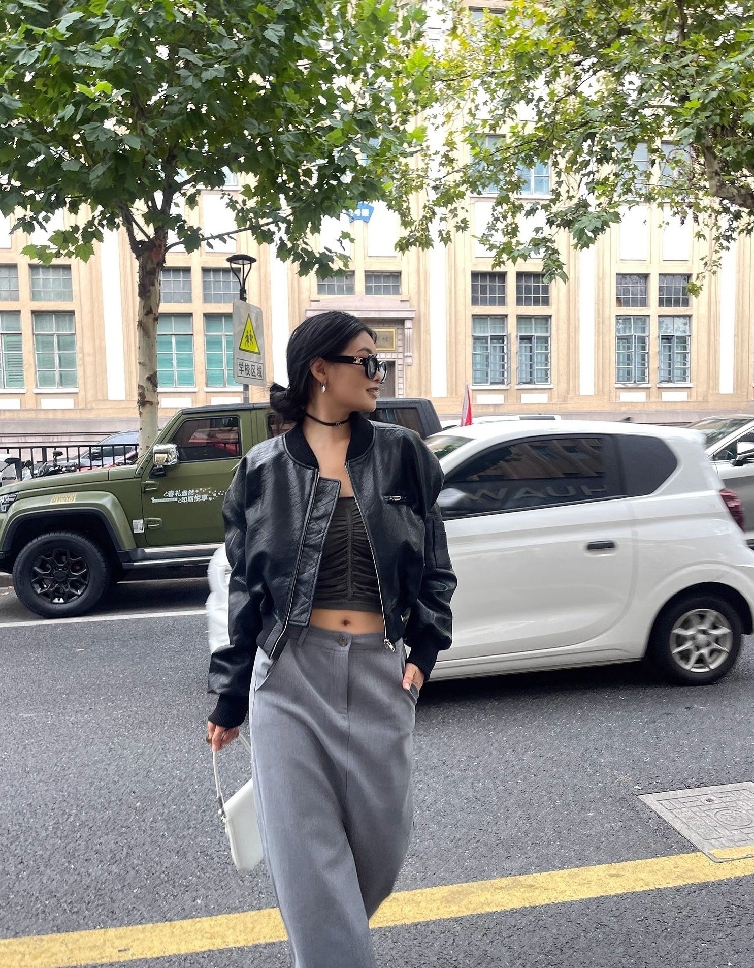 Black Chunky Faux Leather Short Biker Jacket