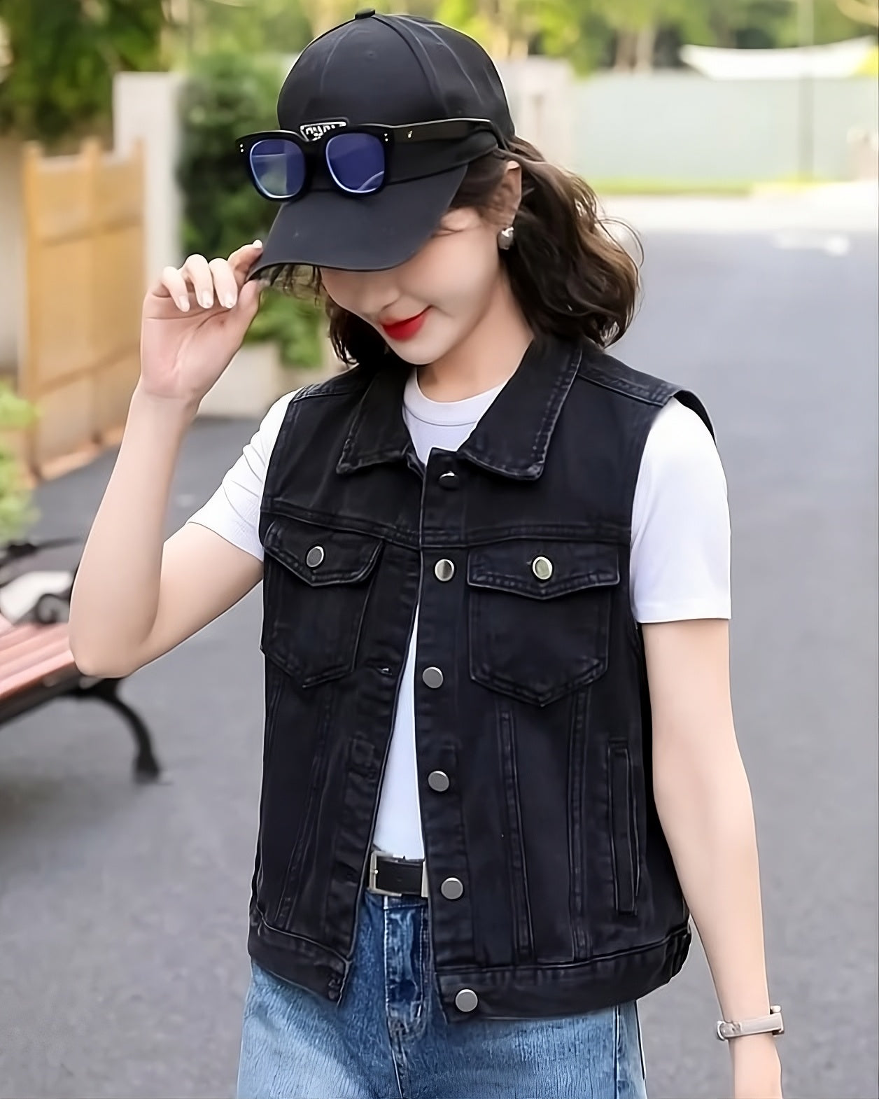 Black Classic Denim Vest
