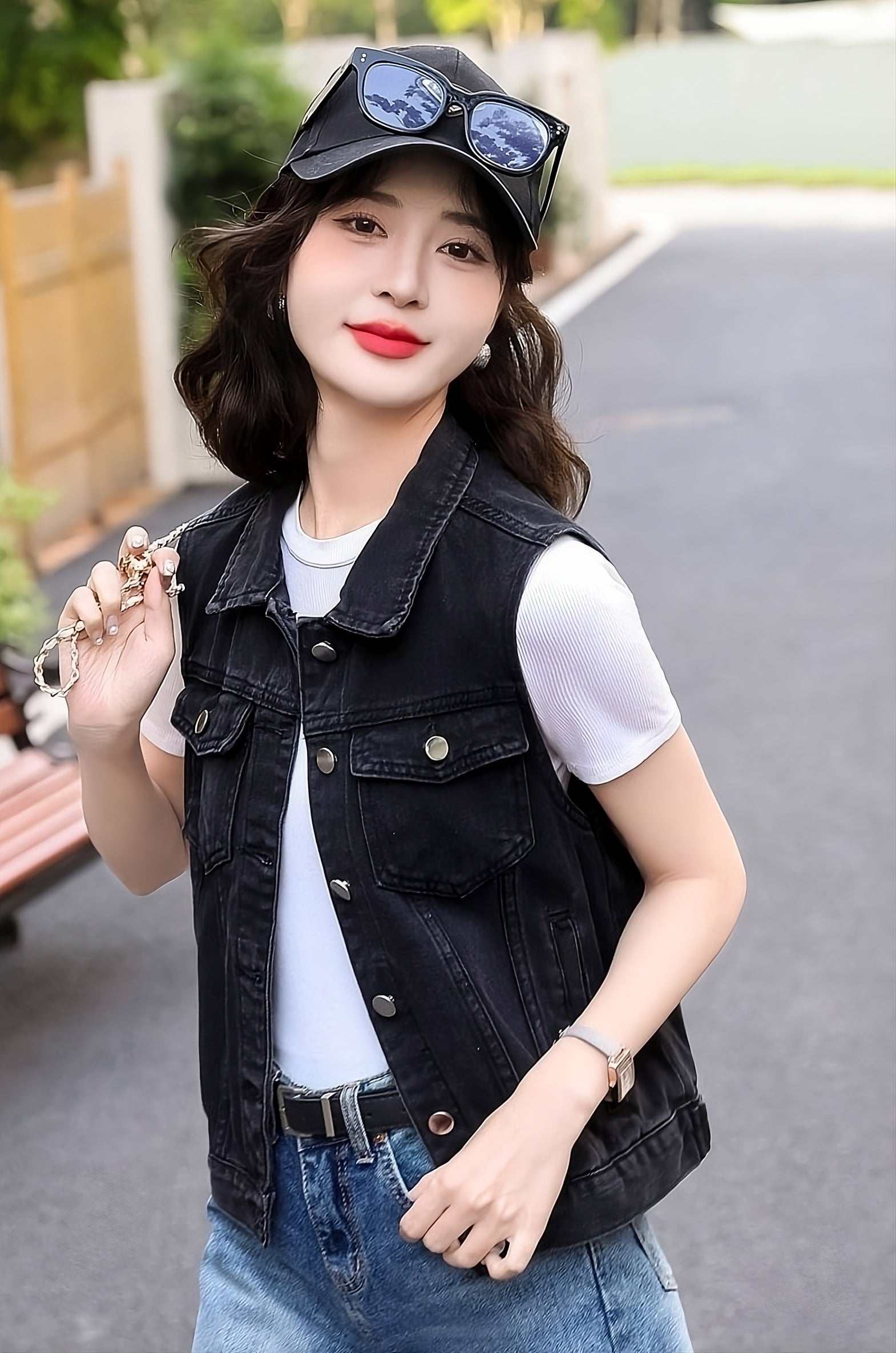Black Classic Denim Vest