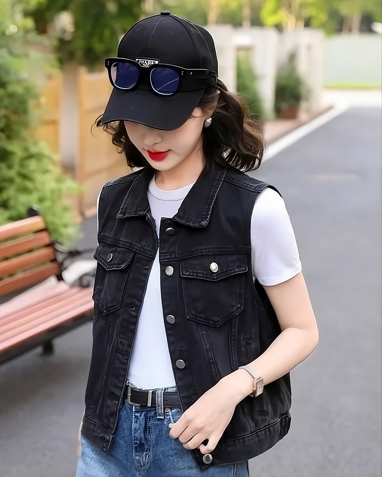 Black Classic Denim Vest