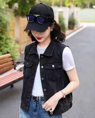 Black Classic Denim Vest