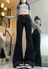 Black Classic Flare Stitch Jeans| Wonyoung