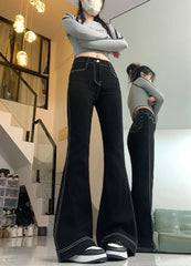 Black Classic Flare Stitch Jeans| Wonyoung