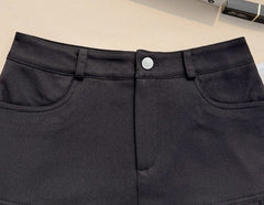 Black Clean Line Pleated Mini Skirt
