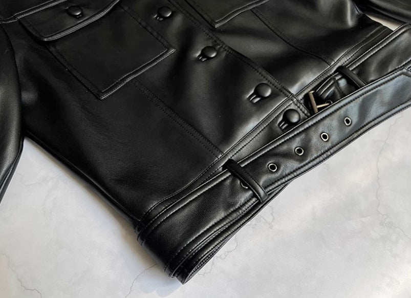 Black Clean Style Leather Jacket