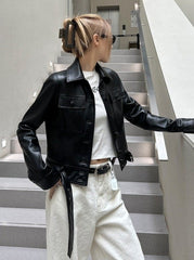 Black Clean Style Leather Jacket