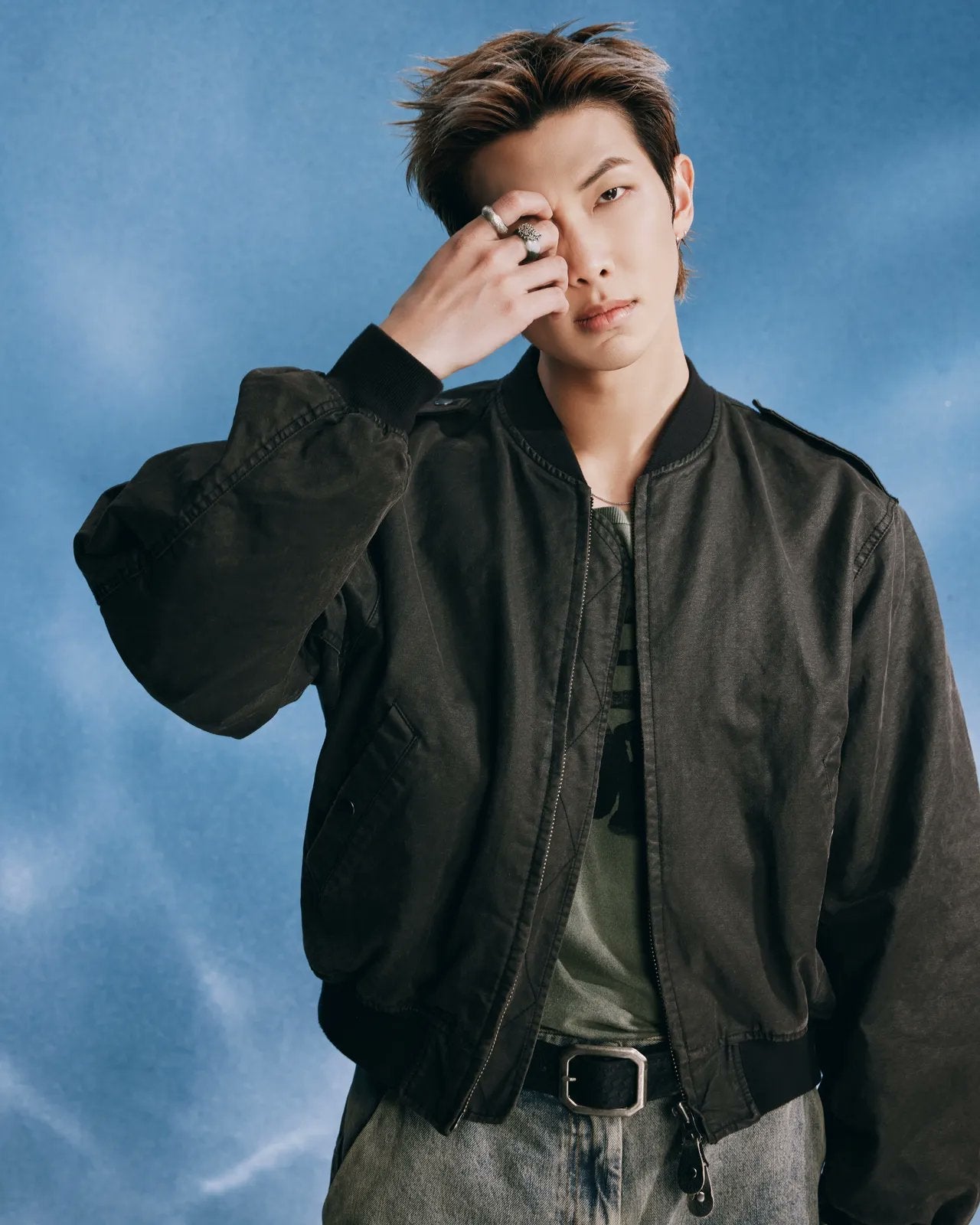 Black Collarless Utility Jacket