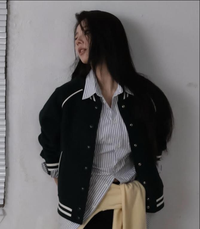 Black Contrast Stripe Bomber Jacket