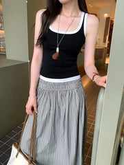 Black Contrasting Outlines Tank Top