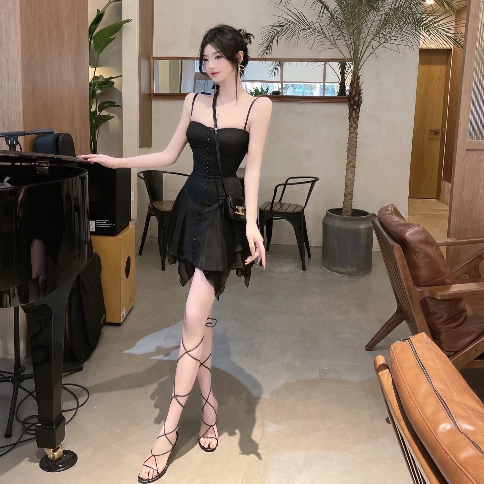 Black Corset Flare Dress