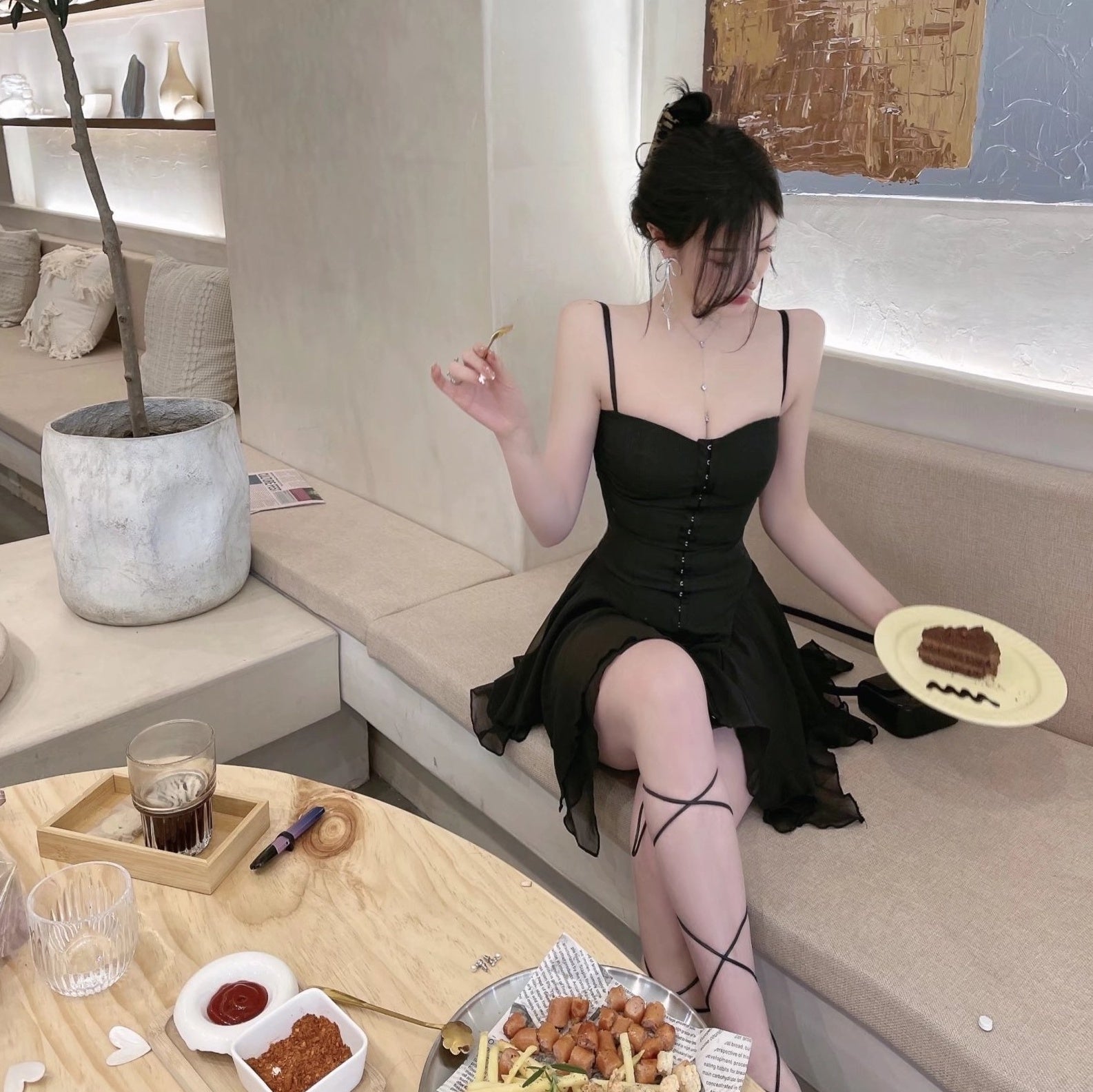 Black Corset Flare Dress