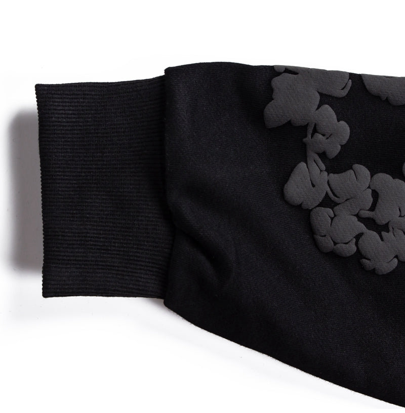 Black Cotton Wreath Hoodie