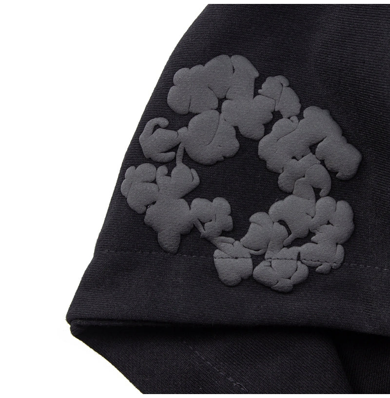 Black Cotton Wreath Hoodie