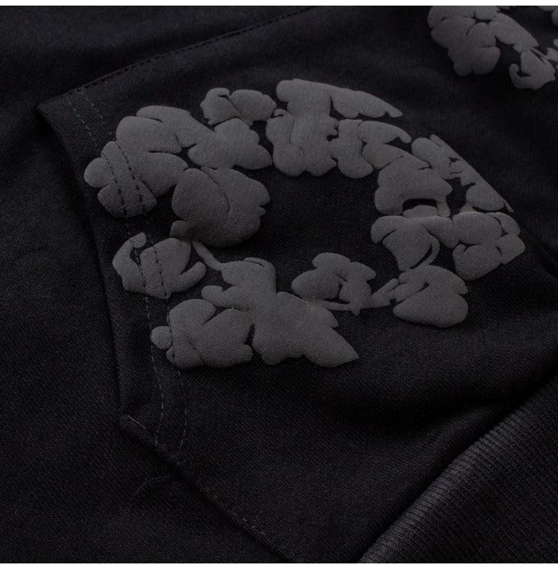 Black Cotton Wreath Hoodie