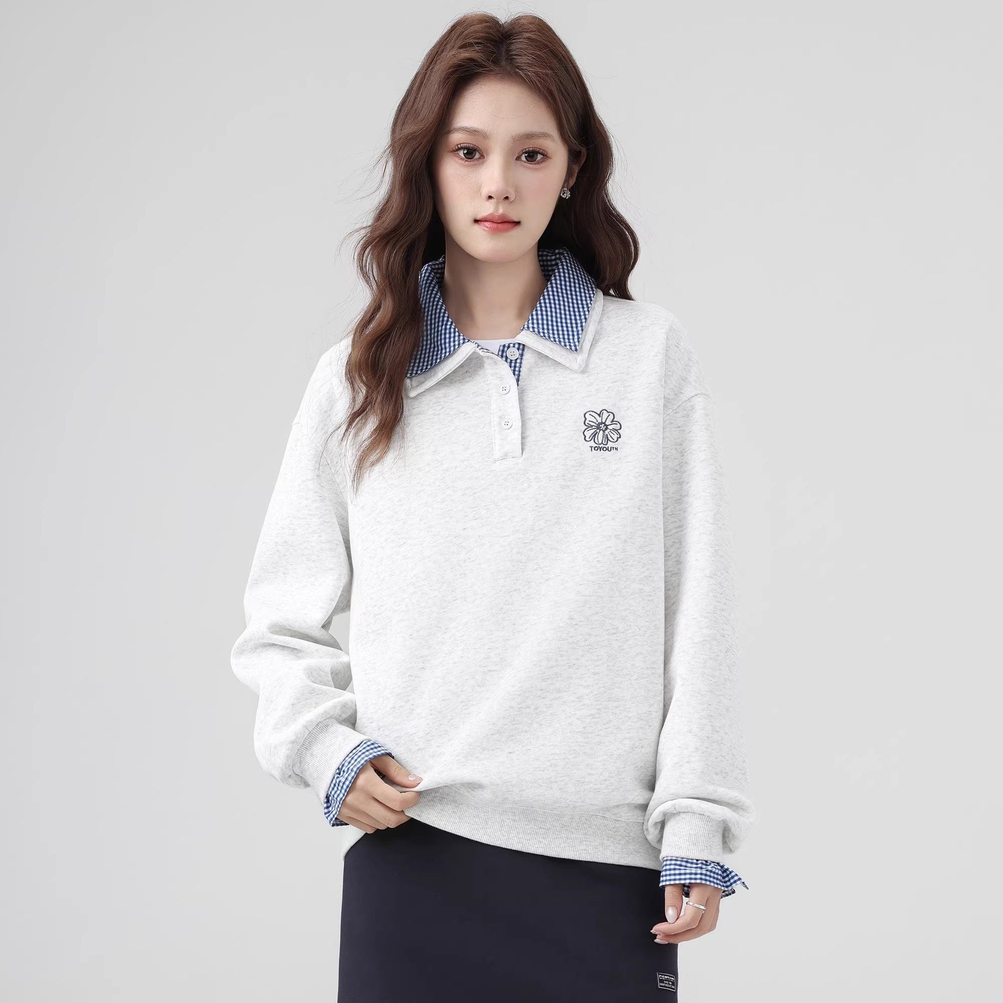 Black Crewneck Cartoon Print Pullover Sweatshirt
