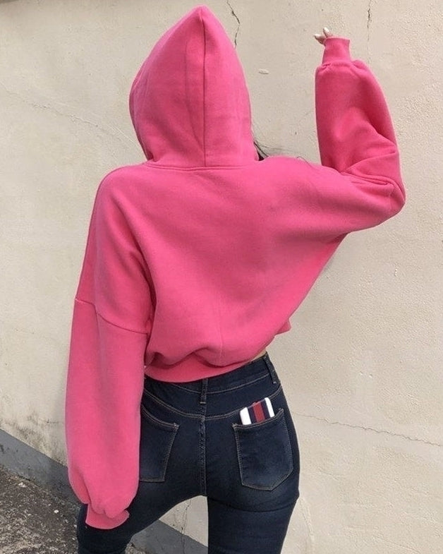 Black Crop Basic Hoodie