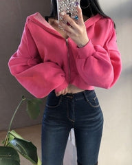 Black Crop Basic Hoodie