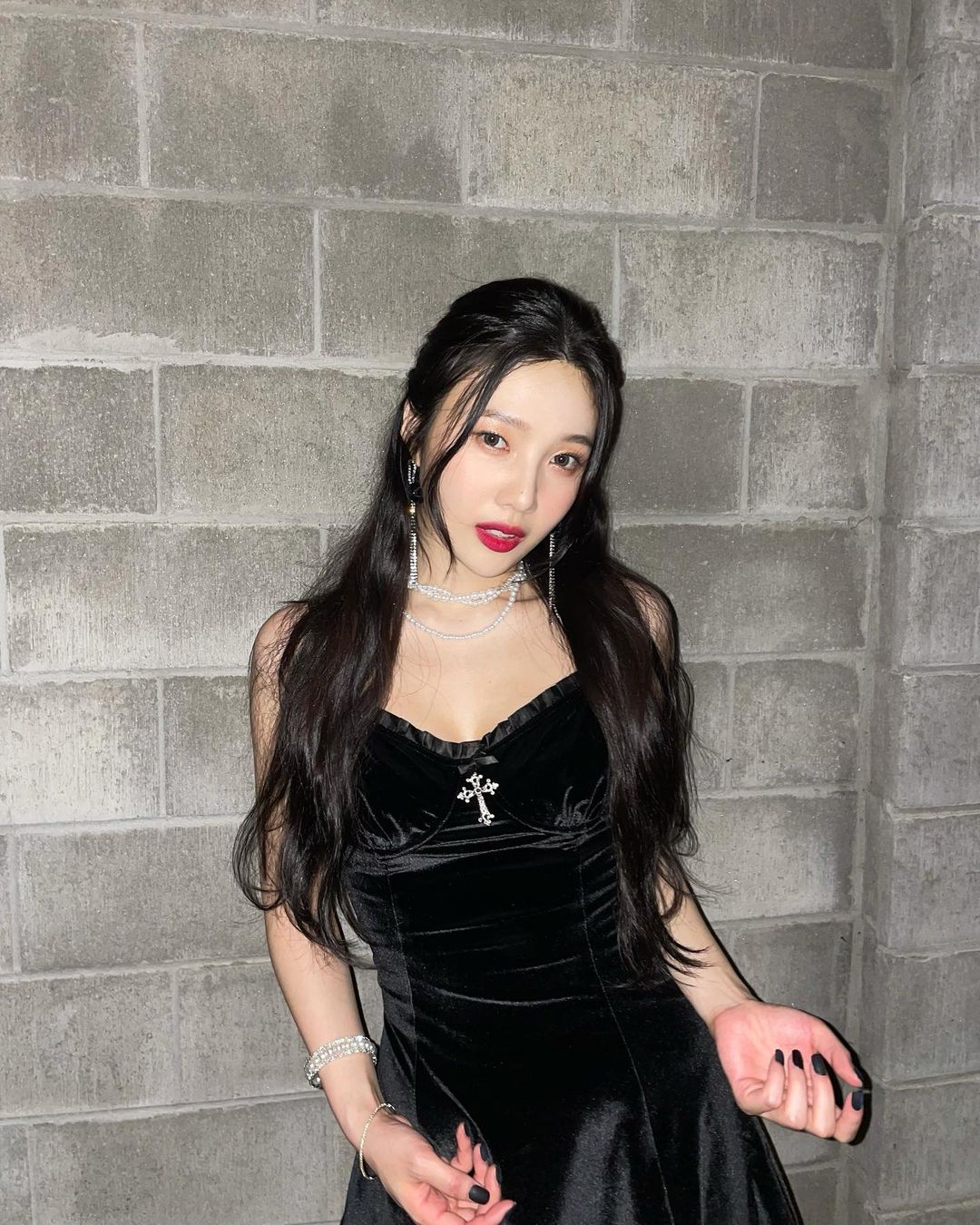 Black Cross Velvet Dress