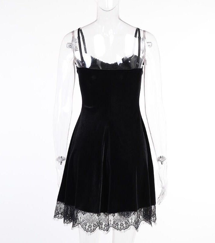 Black Cross Velvet Dress