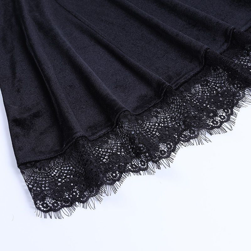 Black Cross Velvet Dress